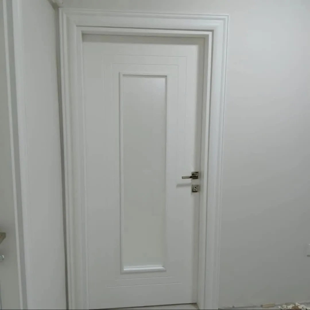 Kar beyaz renkli beyaz camlı kapı